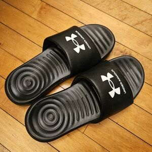 Under Armour Black Logo Slide Sandals for Men